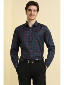 Allen Solly - Men Navy Blue Slim Fit Print Full Sleeves Casual Shirt