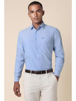 Allen Solly - Men Blue Slim Fit Textured Full Sleeves Formal Shirt