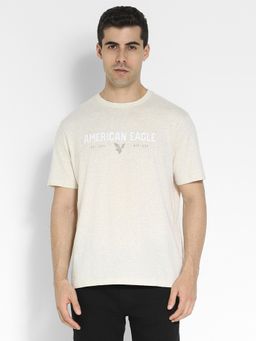 American Eagle - Men Beige Logo Graphic T-Shirt