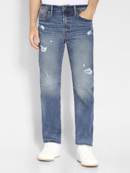 American Eagle - Men Blue Air Flex+ Temp Tech Patched Slim Straight Jeans