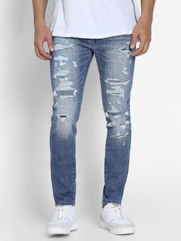 American Eagle - Men Blue Air Flex+ Patched Skinny Jeans
