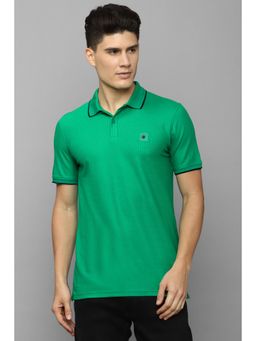 Louis Philippe - Men Green Solid Polo Neck T-Shirt