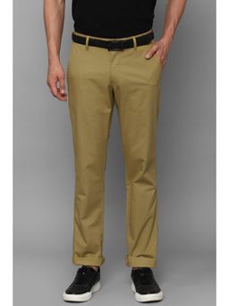 Louis Philippe - Men Khaki Slim Fit Solid Flat Front Casual Trousers