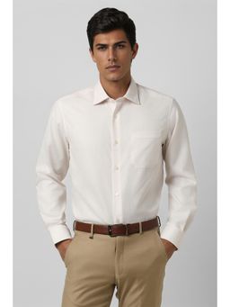 Louis Philippe - Men White Classic Fit Solid Full Sleeves Formal Shirt