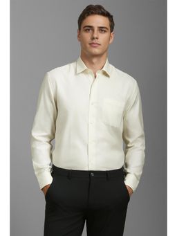 Louis Philippe - Men White Slim Fit Solid Full Sleeves Formal Shirt