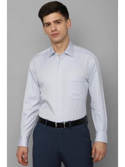 Louis Philippe - Mens White Classic Fit Textured Full Sleeves Formal Shirt