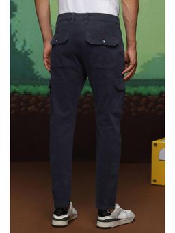 Louis Philippe - Men Black Slim Fit Solid Flat Front Casual Trouser