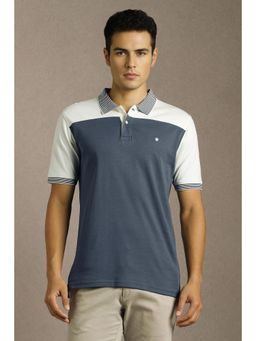 Louis Philippe - Men Navy Print Polo Neck T-shirt