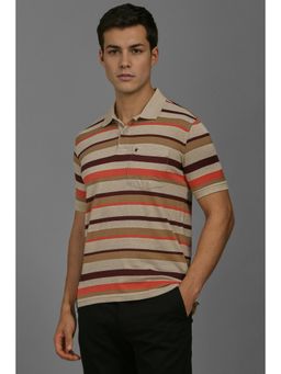 Louis Philippe - Men Multi Stripe Polo T-Shirt