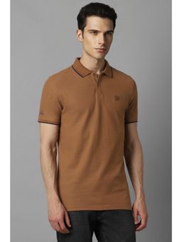 Louis Philippe - Men Brown Solid Polo T-Shirt