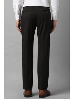 Louis Philippe - Men Black Regular Fit Solid Flat Front Formal Trousers