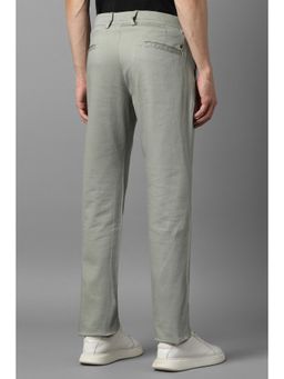Louis Philippe - Men Grey Slim Fit Textured Flat Front Casual Trousers