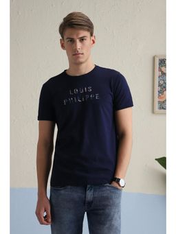 Louis Philippe - Men Purple Print Round Neck T-Shirt