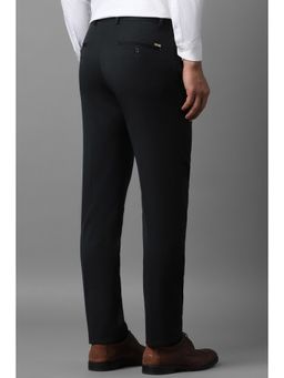 Louis Philippe - Men Black Slim Fit Solid Flat Front Formal Trousers