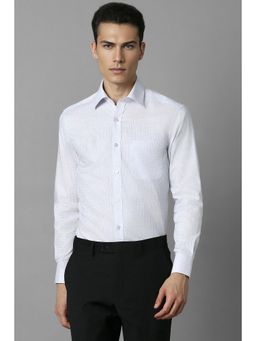 Louis Philippe - Men White Classic Fit Check Full Sleeves Formal Shirt