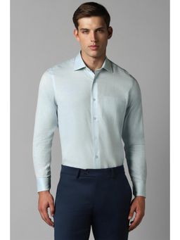 Louis Philippe - Men Blue Classic Fit Textured Full Sleeves Formal Shirt