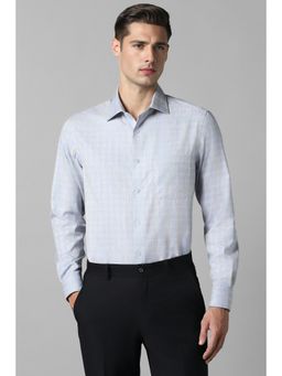 Louis Philippe - Men White Classic Fit Check Full Sleeves Formal Shirt