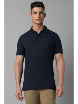 Louis Philippe - Men Black Slim Fit Solid Collar Neck Polo T-Shirt