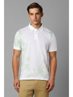 Louis Philippe - Men White Solid Polo T-Shirt