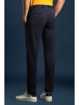 Louis Philippe - Men Black Slim Fit Solid Flat Front Casual Trousers