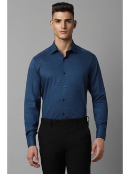 Louis Philippe - Men Navy Blue Classic Fit Printed Full Sleeves Formal Shirt