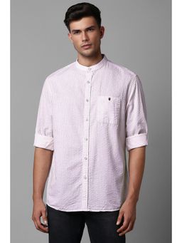 Louis Philippe - Men White Slim Fit Stripe Full Sleeves Casual Shirt