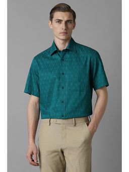 Louis Philippe - Men Green Classic Fit Print Half Sleeves Formal Shirt