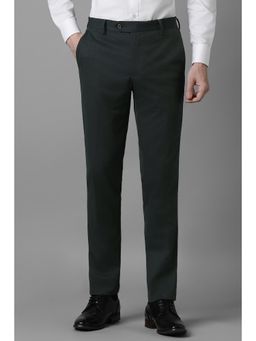 Louis Philippe - Men Black Super Regular Fit Textured Flat Front Formal Trousers