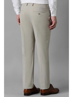 Louis Philippe - Men Grey Slim Fit Solid Flat Front Formal Trousers