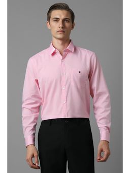 Louis Philippe - Men Pink Slim Fit Solid Full Sleeves Formal Shirt