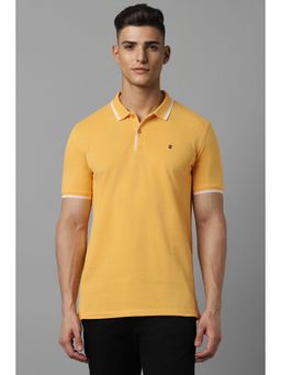 Louis Philippe - Men Yellow Solid Casual Polo T-Shirt