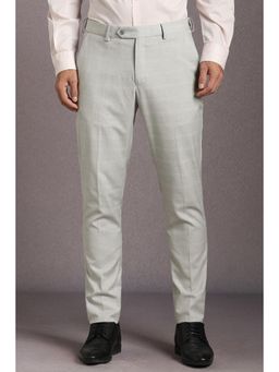 Louis Philippe - Men Grey Slim Fit Check Flat Front Formal Trouser