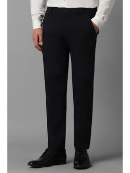 Louis Philippe - Men Black Slim Fit Solid Flat Front Formal Trouser