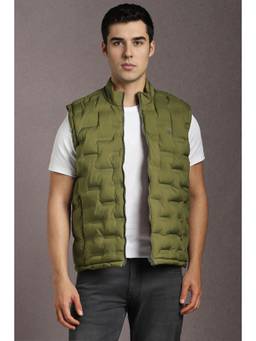 Louis Philippe - Men Casual Olive Solid Jackets