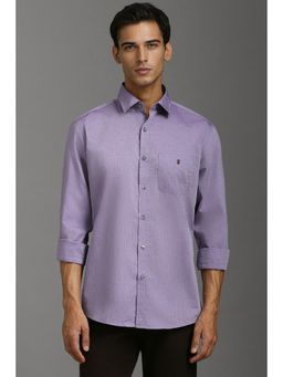 Louis Philippe - Men Lilac Slim Fit Textured Full Sleeves Casual Shirt