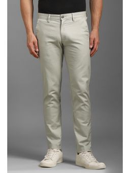 Louis Philippe - Men Grey Solid Flat Front Casual Trouser