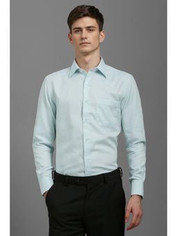 Louis Philippe - Men Green Classic Fit Textured Full Sleeves Formal Shirt