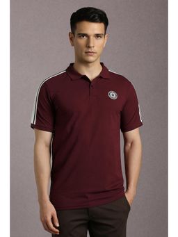 Louis Philippe - Men Blue Solid Polo Neck T-Shirt