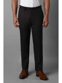 Louis Philippe - Men Black Slim Fit Solid Flat Front Formal Trouser
