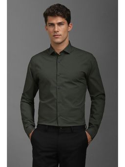 Louis Philippe - Men Green Super Slim Fit Print Full Sleeves Casual Shirt