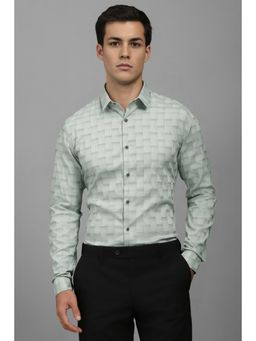 Louis Philippe - Men Green Super Slim Fit Print Full Sleeves Casual Shirt