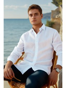 Louis Philippe - Men Light Blue Regular Fit Textured Full Sleeves Shirt