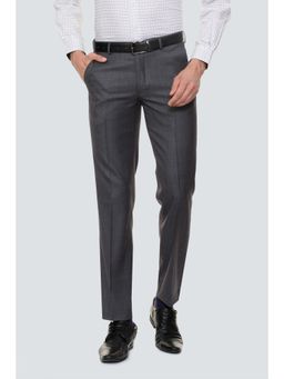 Louis Philippe - Grey Self Designed Formal Trouser