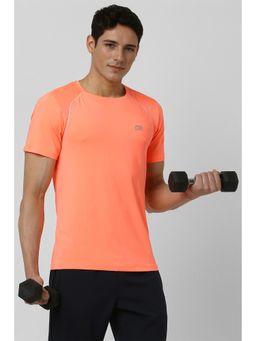 Peter England - Men Peach Solid Round Neck T-Shirt