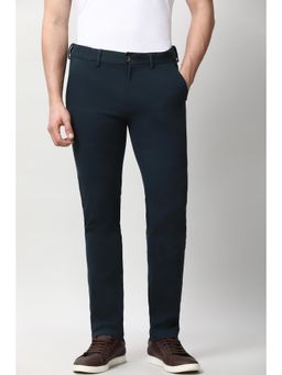 Peter England - Men Navy Solid Super Slim Fit Casual Trousers