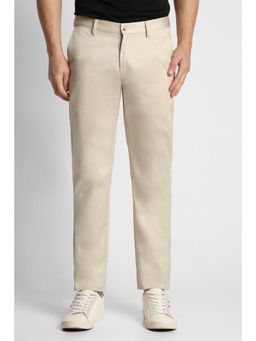 Peter England - Men Off White Solid Slim Fit Formal Trouser