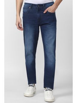 Peter England - Men Navy Mid Wash Classic Tapered Jeans