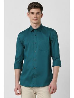 Peter England - Men Teal Slim Fit Casual Shirt