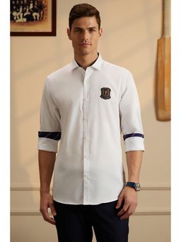 Peter England - Men White Solid Full Sleeves Casual Shirt