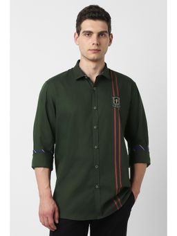 Peter England - Men Green Printed Full Sleeves Casual Shirt